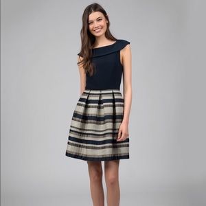 Beautiful navy and beige dress!